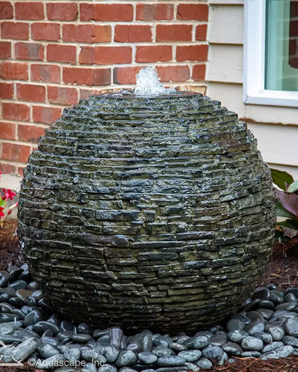 Medium Stacked Slate Sphere Landscape Fountain Kit