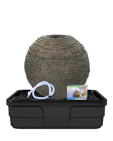 Medium Stacked Slate Sphere Landscape Fountain Kit